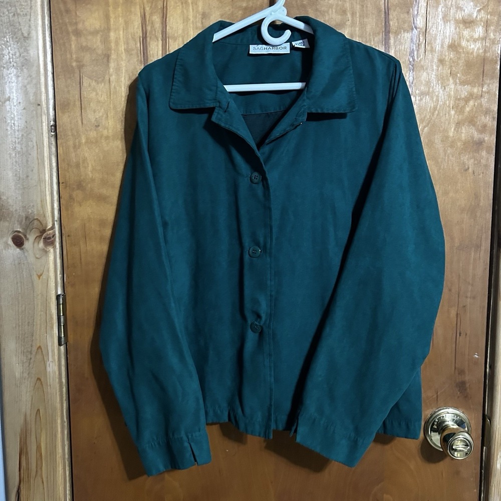 Sag Harbor Women's Jacket Blouse Green Size XL
